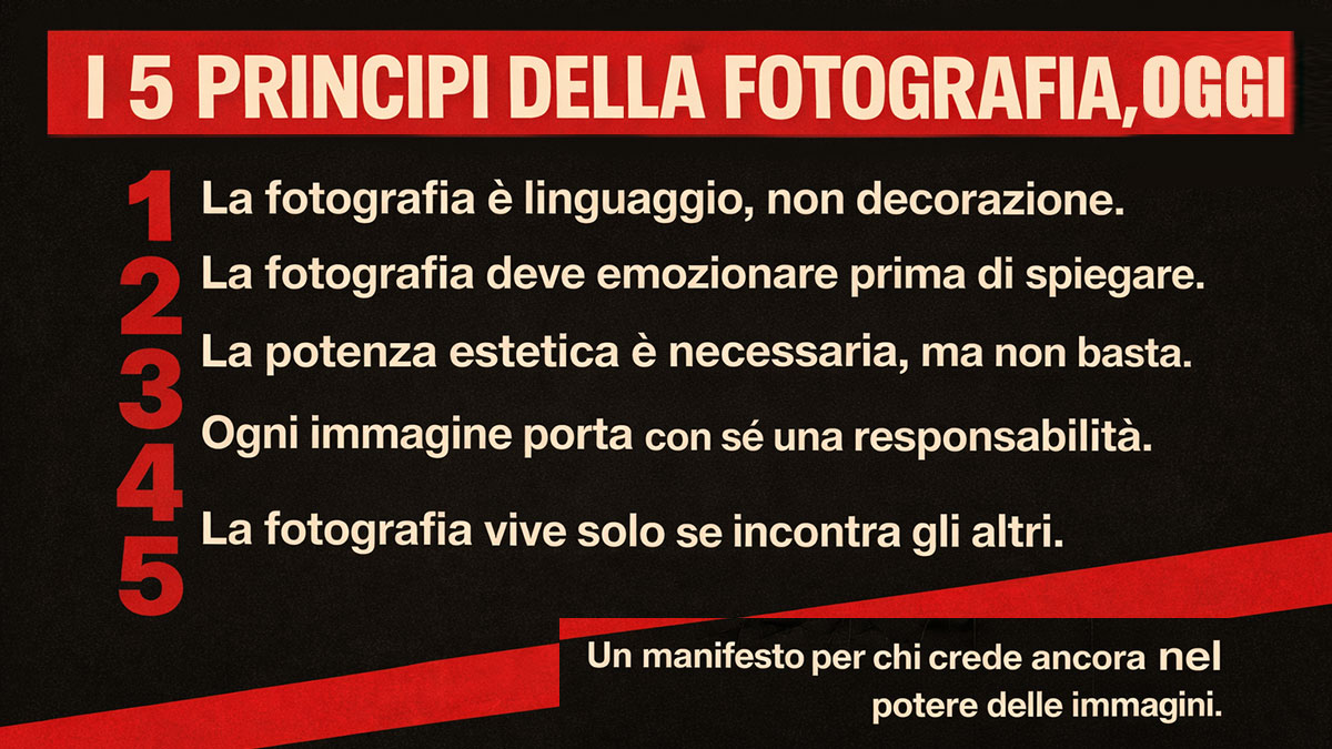 Testo scritto dei principi della fotografia.
